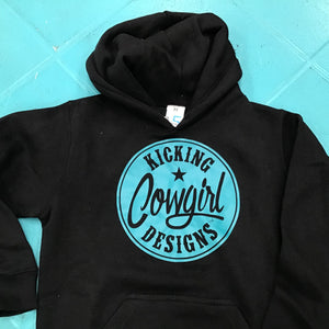 Youth Black Hoodie - Philly Turquoise