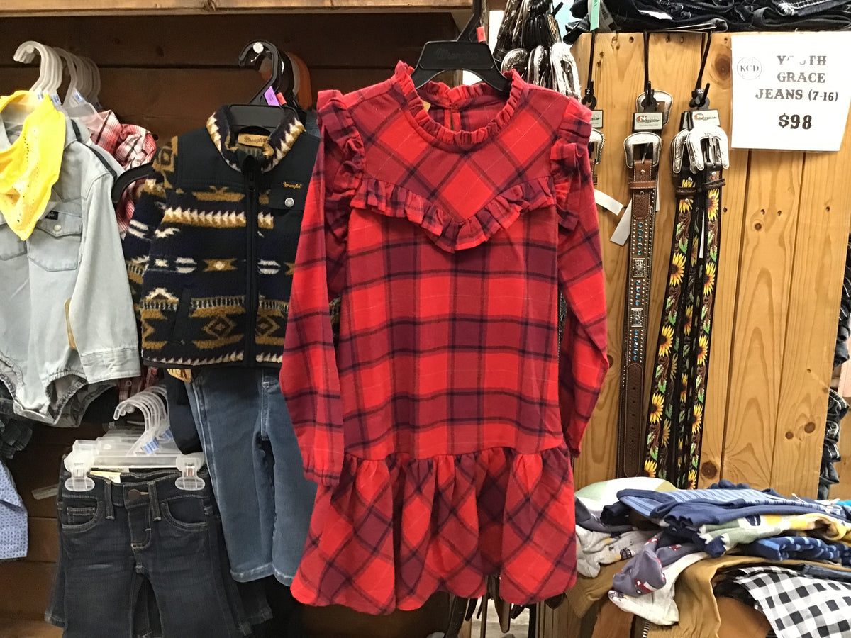 Wrangler Girl’s Red Plaid Dress - SMALL