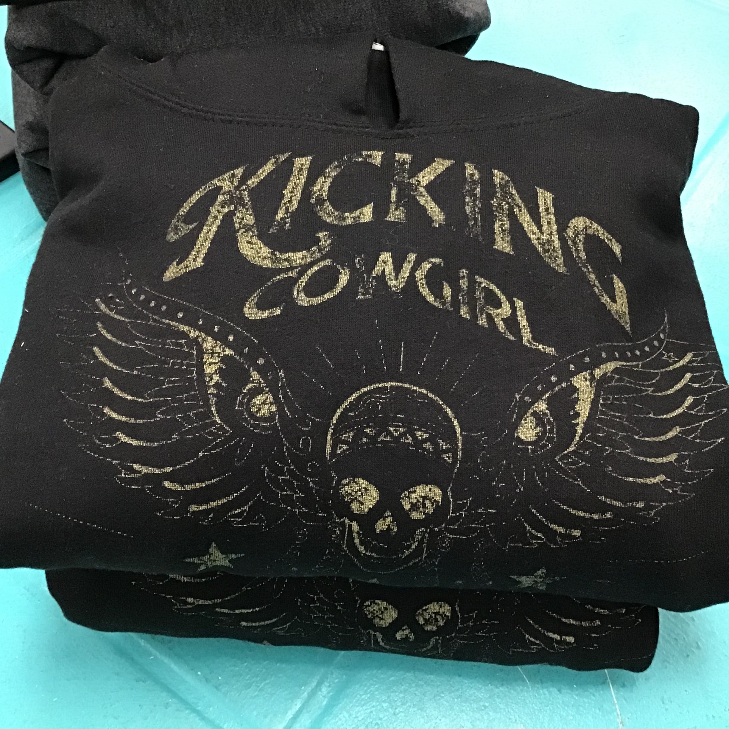 Women’s Black Hoodie - Skull Wings 2XL