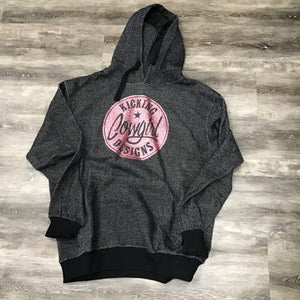 Women’s Black Heather Hoodie - Philly Rose Pink- size Large