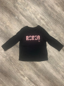 Infant Girls Black Long Sleeve Tee -Rodeo Rose Pink Sparkle size 12-18 Months