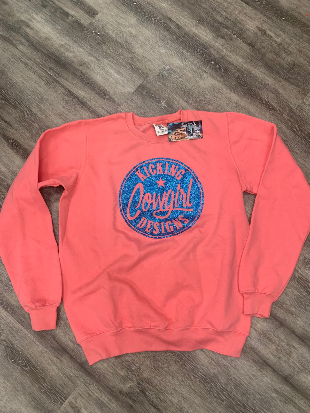 Women’s Coral Crewneck - Philly Turquoise Sparkle - SMALL