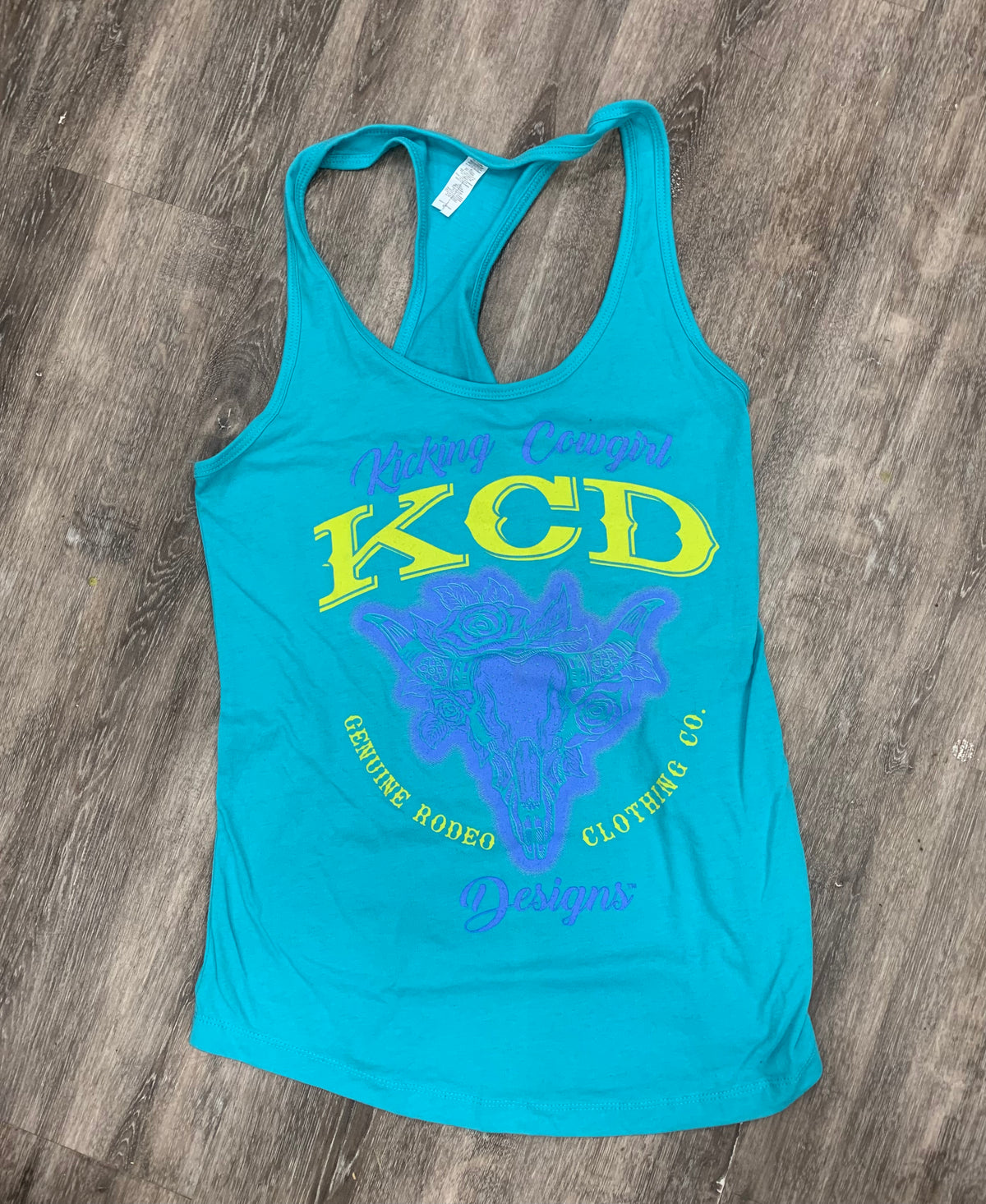 Women’s Turquoise Tank - Bull with Lavender Rose