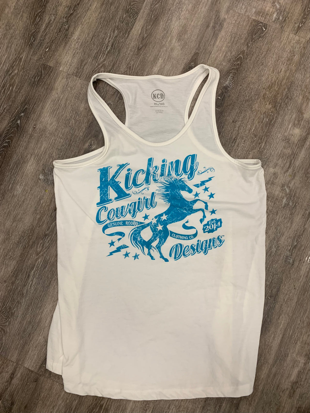 Women’s White Tank - Cowgirl Turquoise Horse