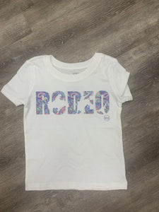 Youth White Tee - Rodeo Paisley -size 4/5