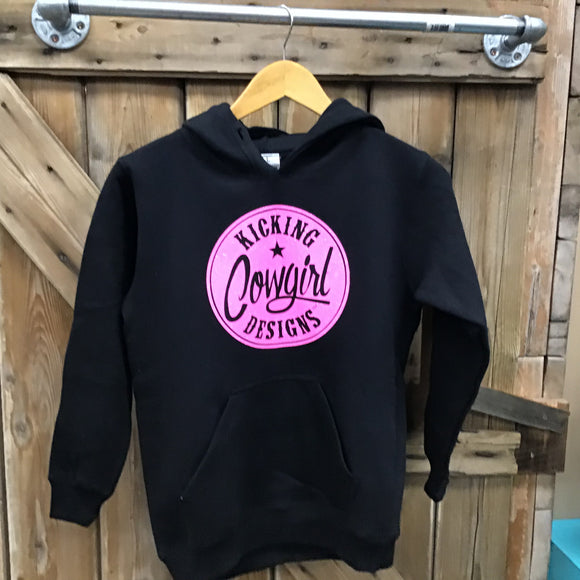 Youth Black Hoodie - Cowgirl Philly Pink Sparkle