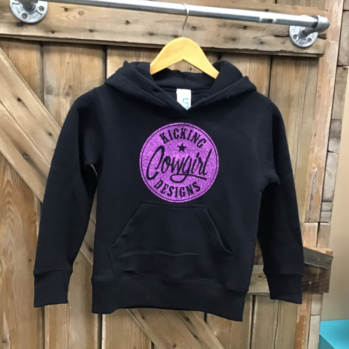 Youth Black Hoodie - Philly Purple Sparkle