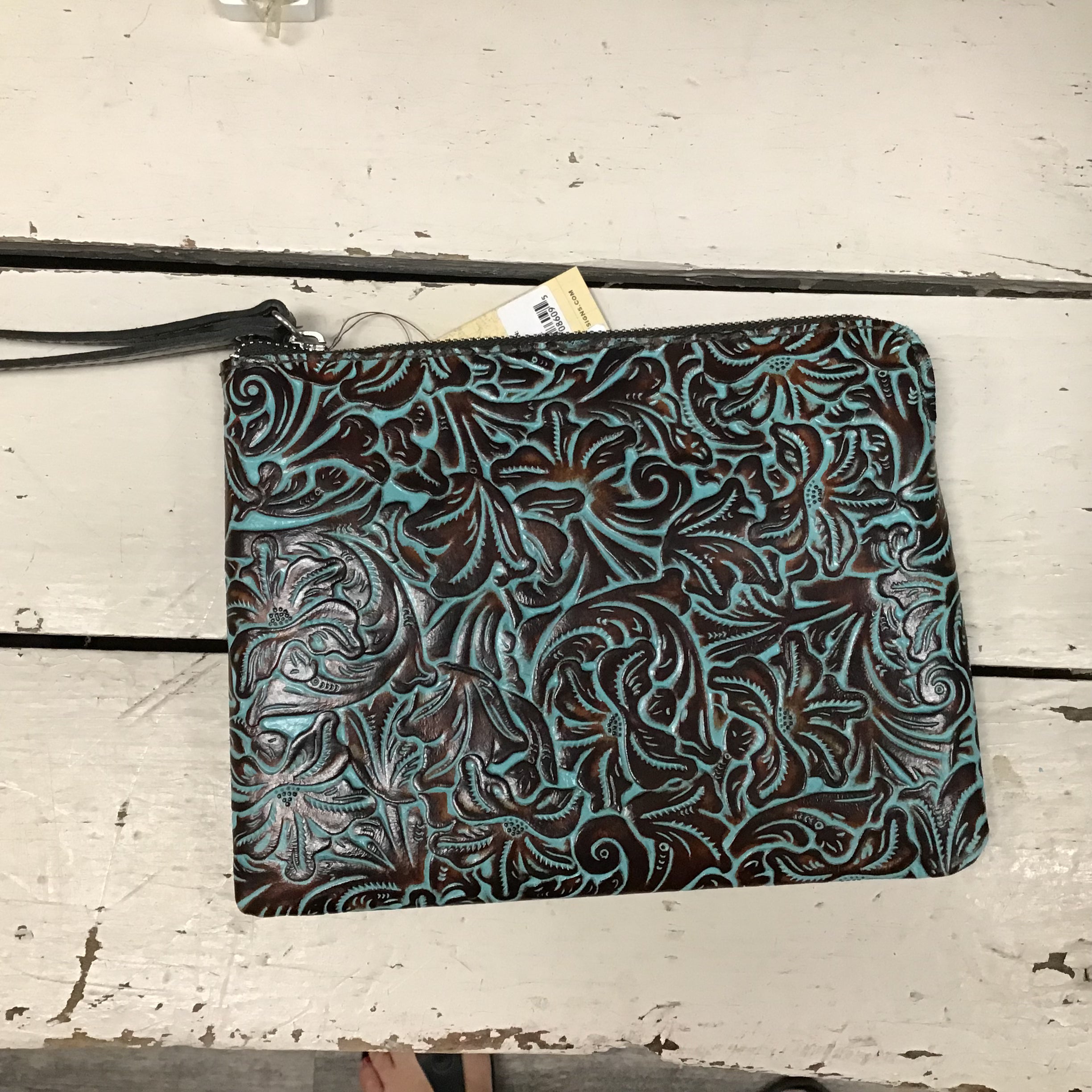 Tooled Turquoise Wristlet