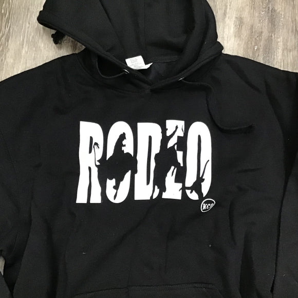 KCD Black Adult Hoodie with White Rodeo Logo