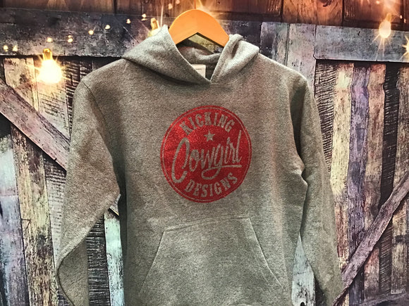 KCD Girl’s Hoodie Grey - Philly logo Grey Red Sparkle