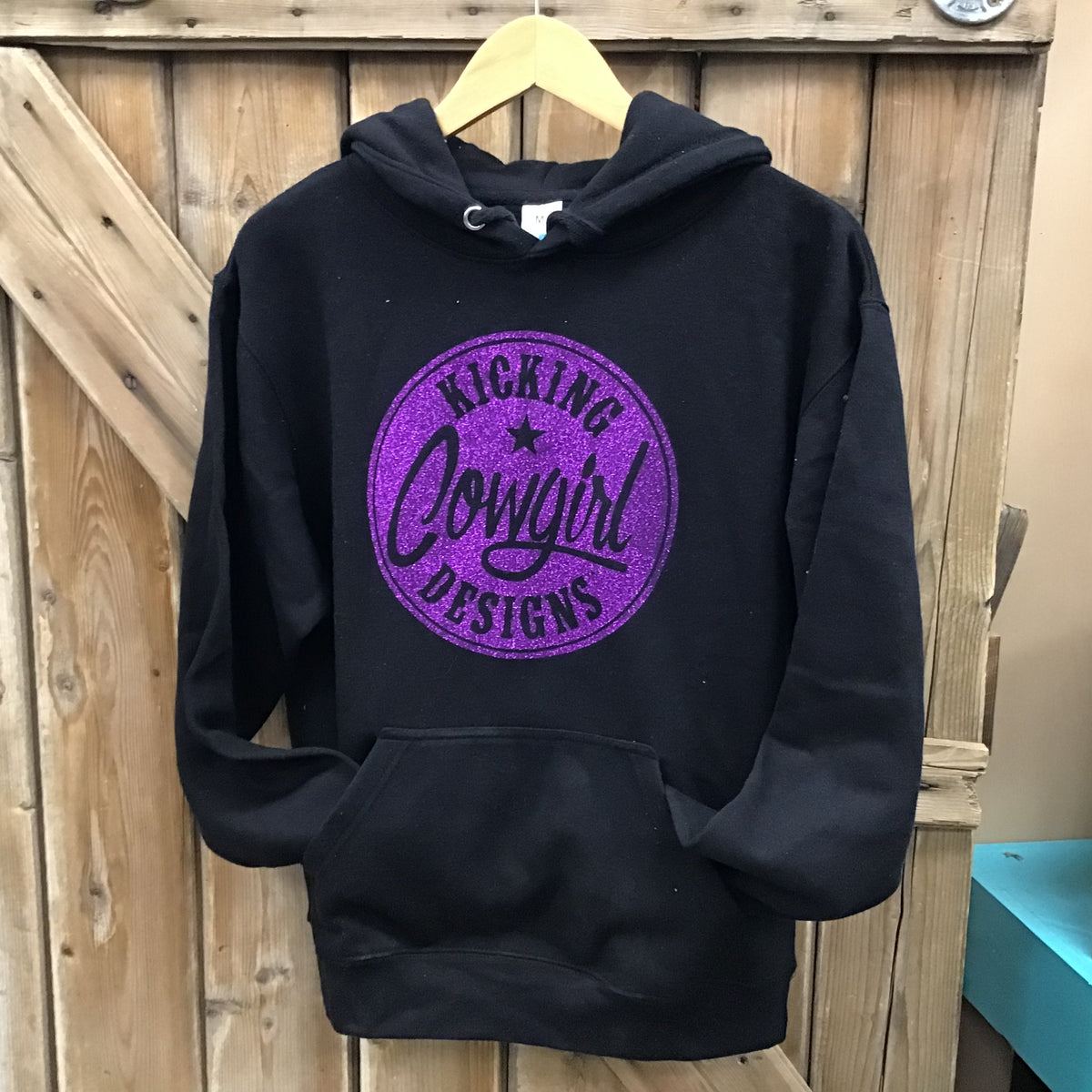 Women’s Black Hoodie - Philly Purple Sparkle