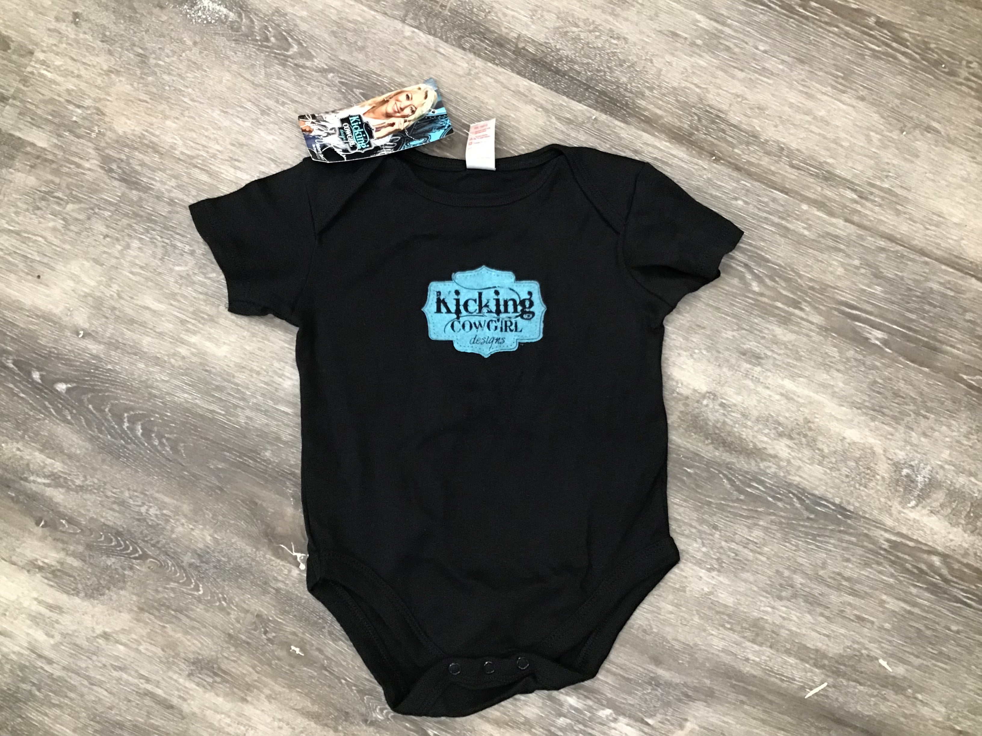 Onesie - Black with Turquoise Buckle logo