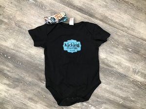 KCD Onesie - Black with Turquoise Buckle logo