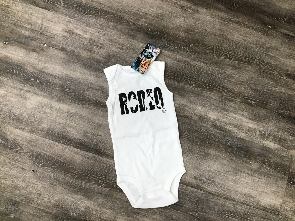 White Onesie -Rodeo Black - 12 Months