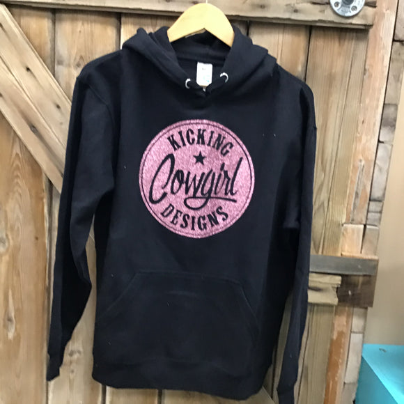 KCD Women’s Hoodie Black with Philly Logo Rose Gold Sparkle