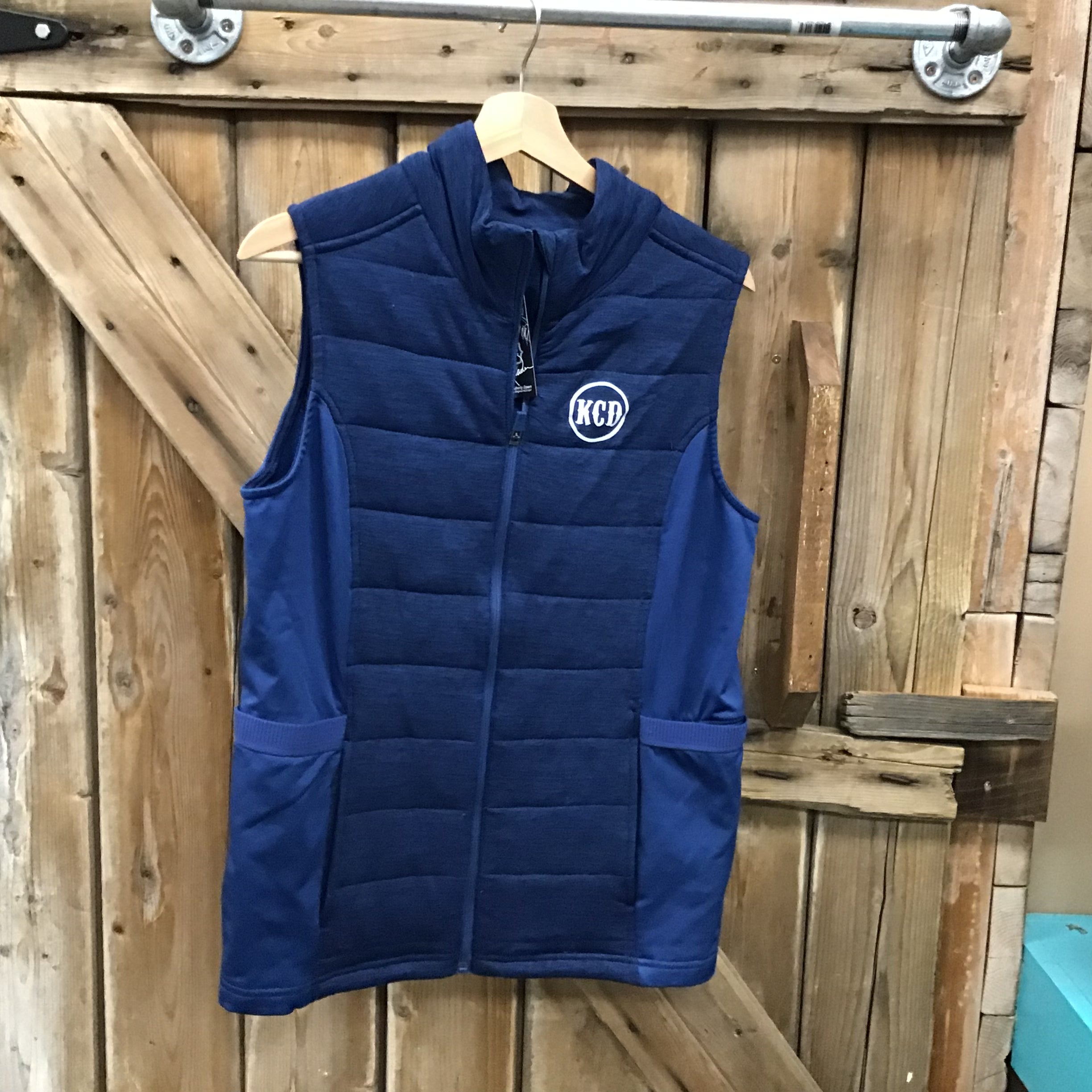 Women’s Navy Vest - KCD White Sparkle - size MEDIUM