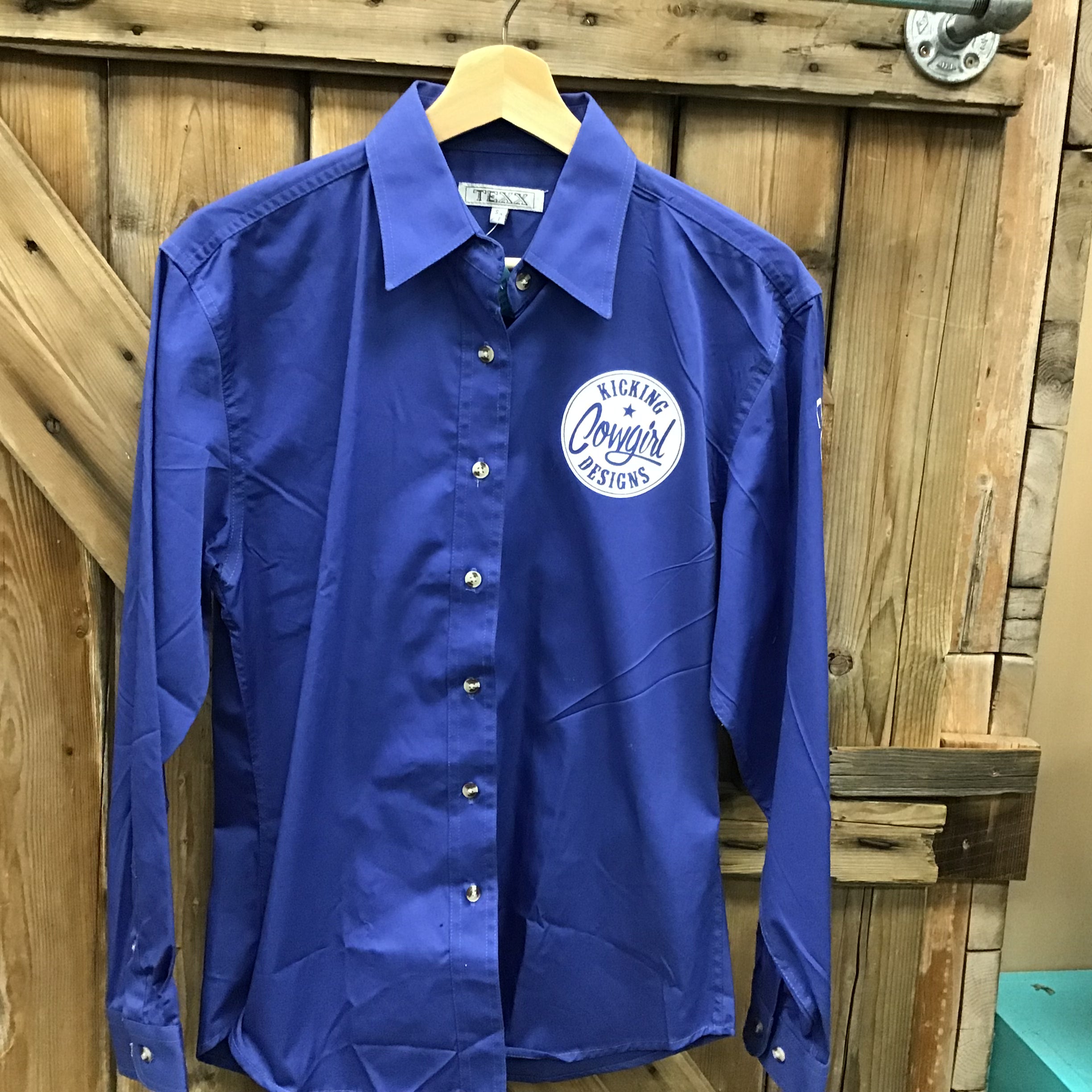 Women’s Rodeo Shirt Blue/White Sparkle KCD -size SMALL