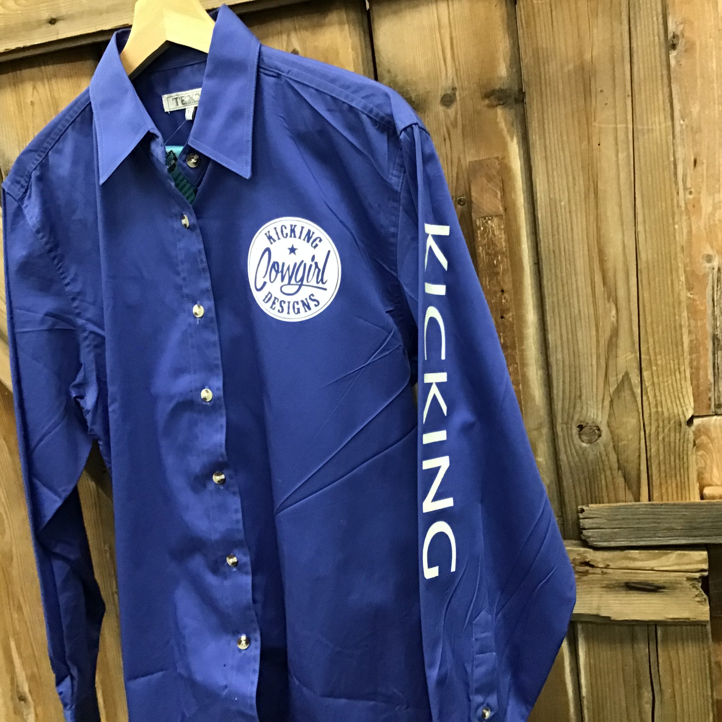 Women’s Rodeo Shirt Blue/White Sparkle KCD -size SMALL