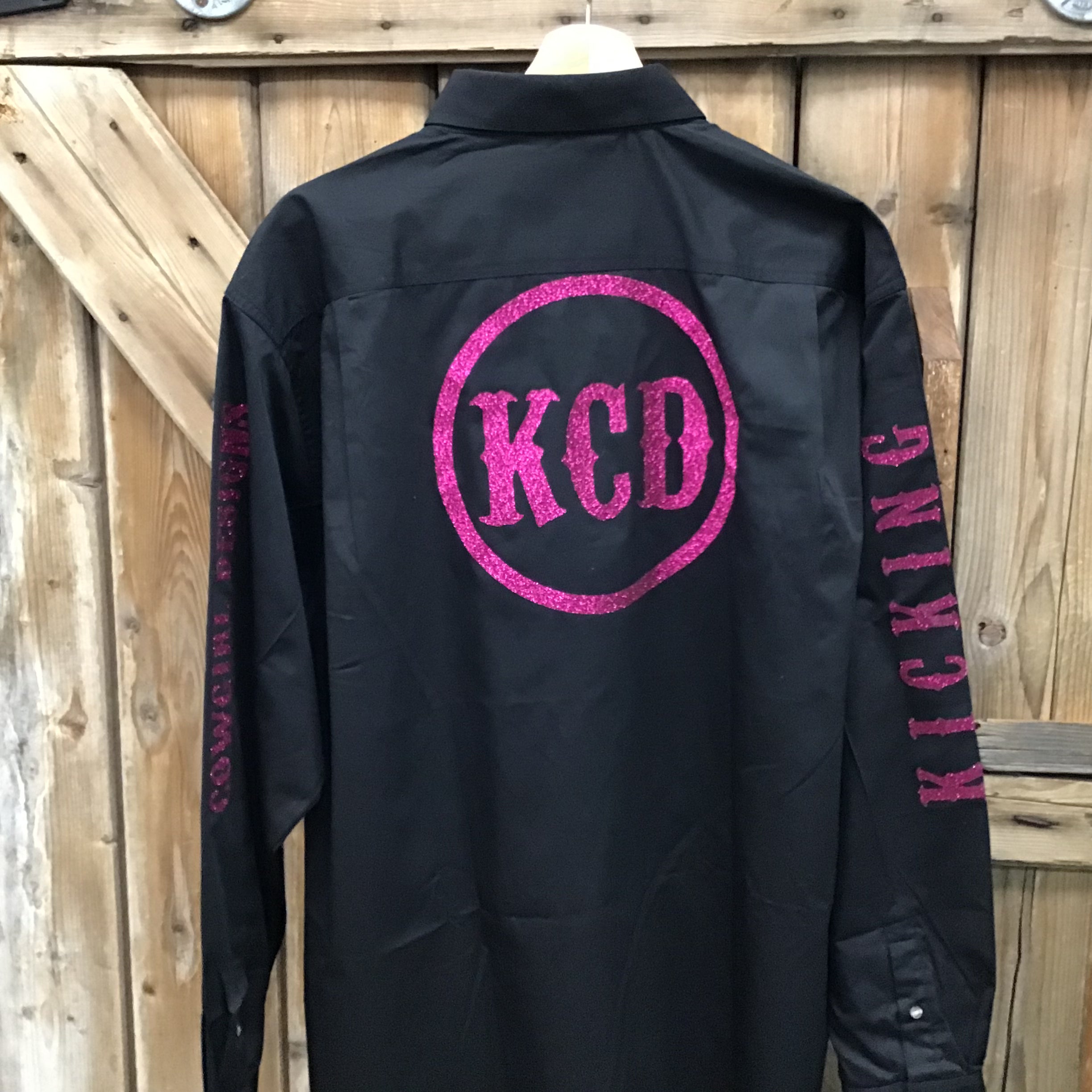 Women’s Black Rodeo Shirt - KCD logos Pink Sparkle