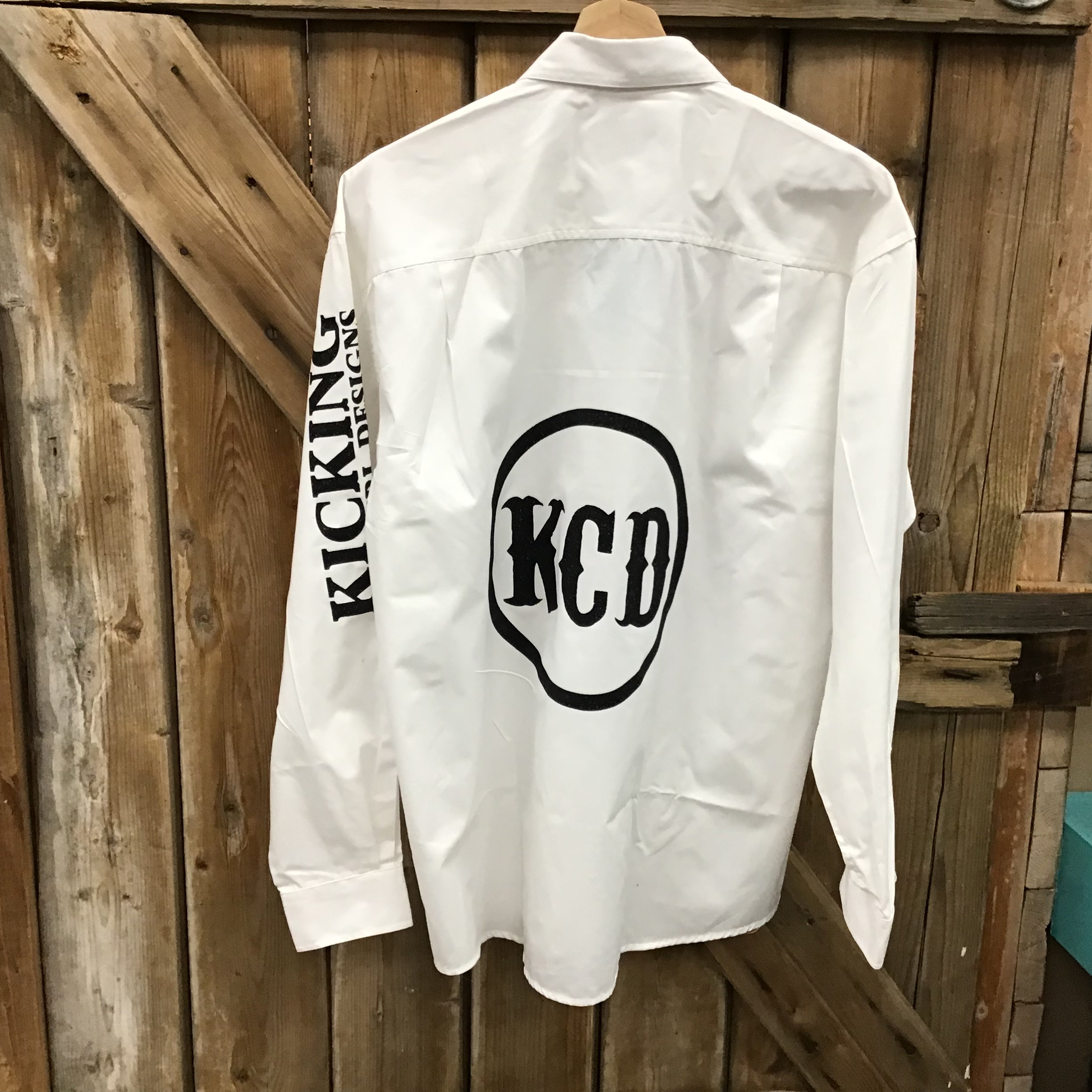 Women’s White Rodeo Shirt - KCD Logos - XL