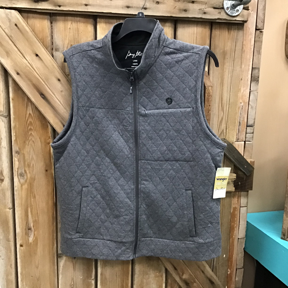 Wrangler Men’s Quilted Vest - Grey -size LARGE