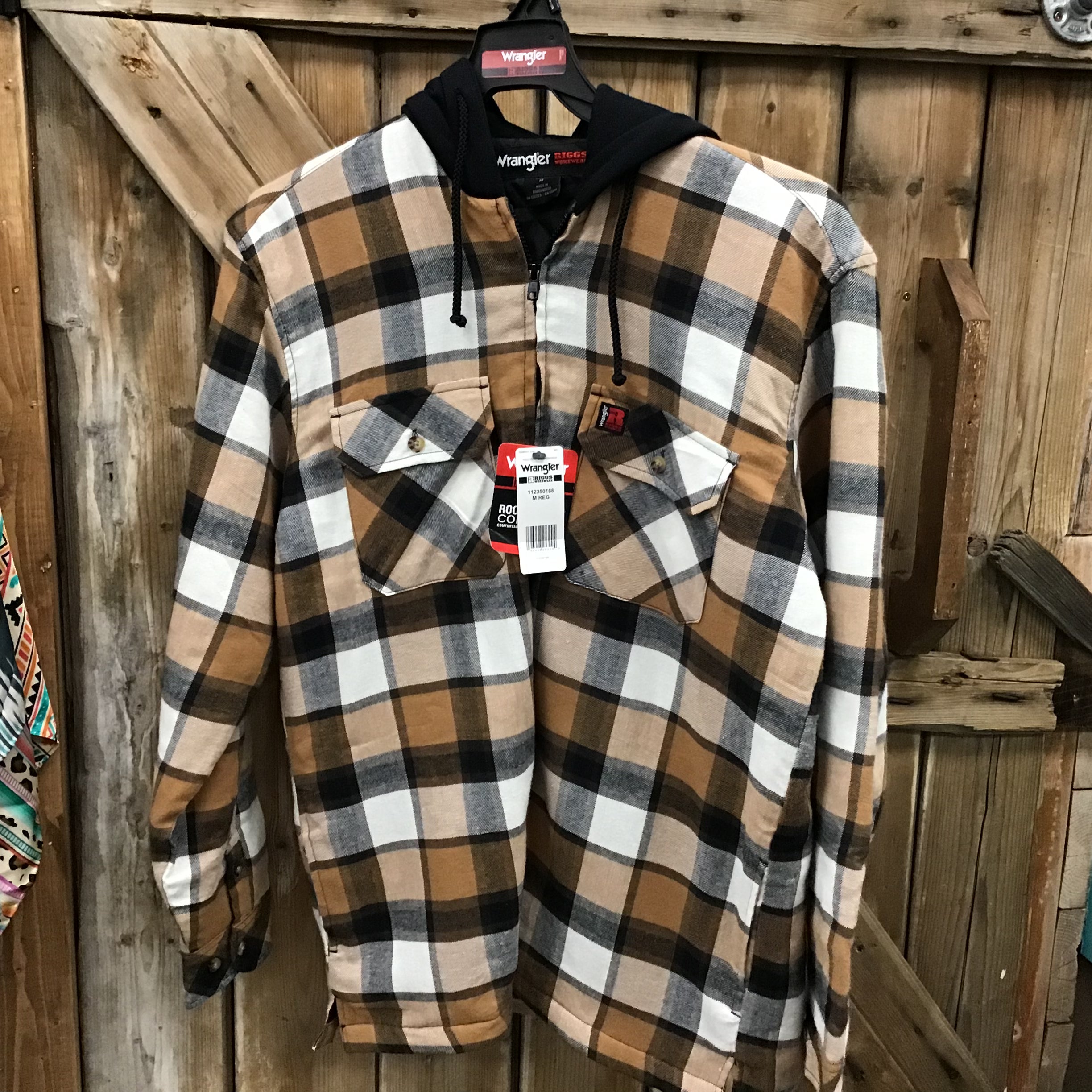 Wrangler Men’s Plaid Padded Shirt/ Hood - MEDIUM