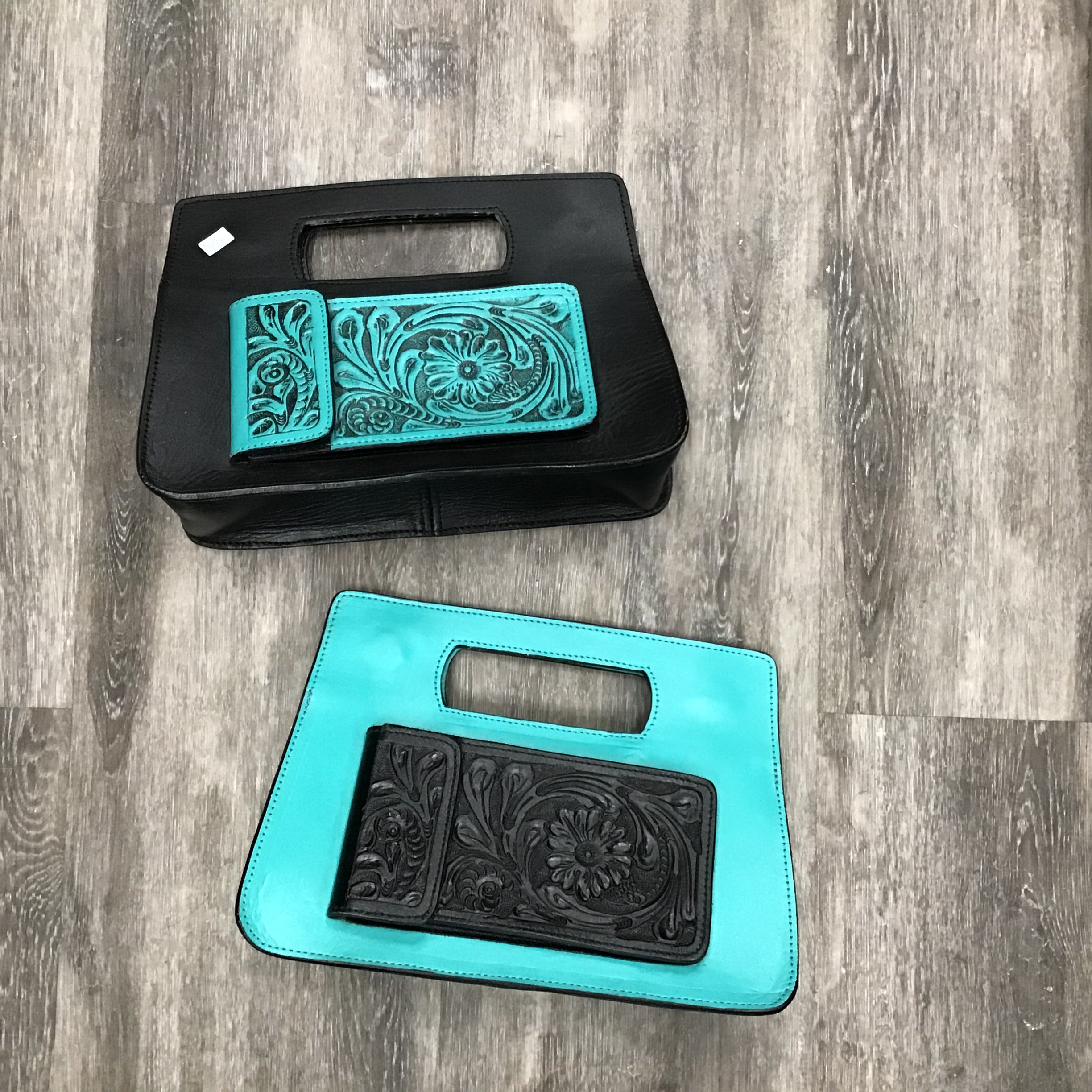 Small Leather Bag with Tooled Phone Case