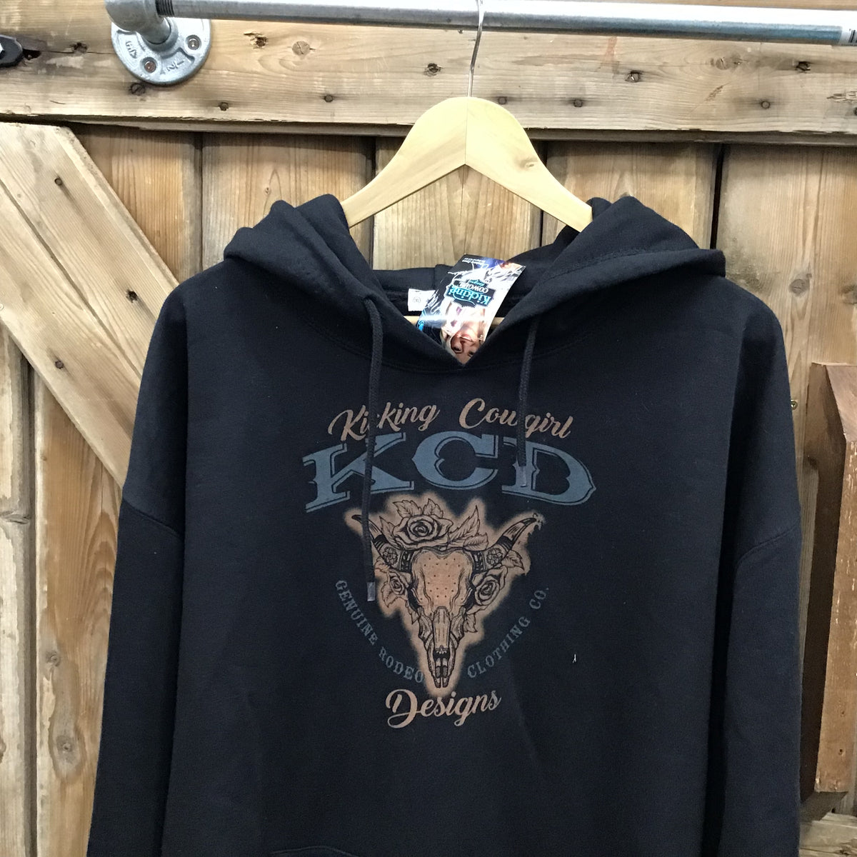 Women’s Black Hoodie - Rose Bull Grey/Gold