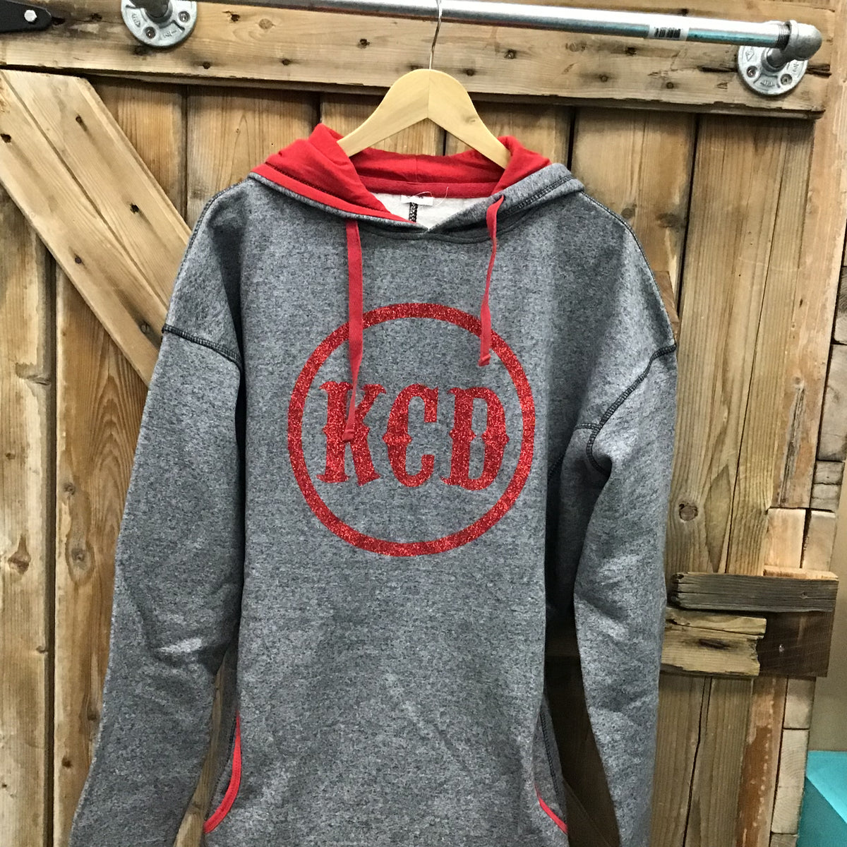 Women’s Grey Hoodie -KCD Red Sparkle- size 2XL