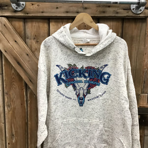 Women’s Off White Heather Hoodie- Bull Logo size 2XL