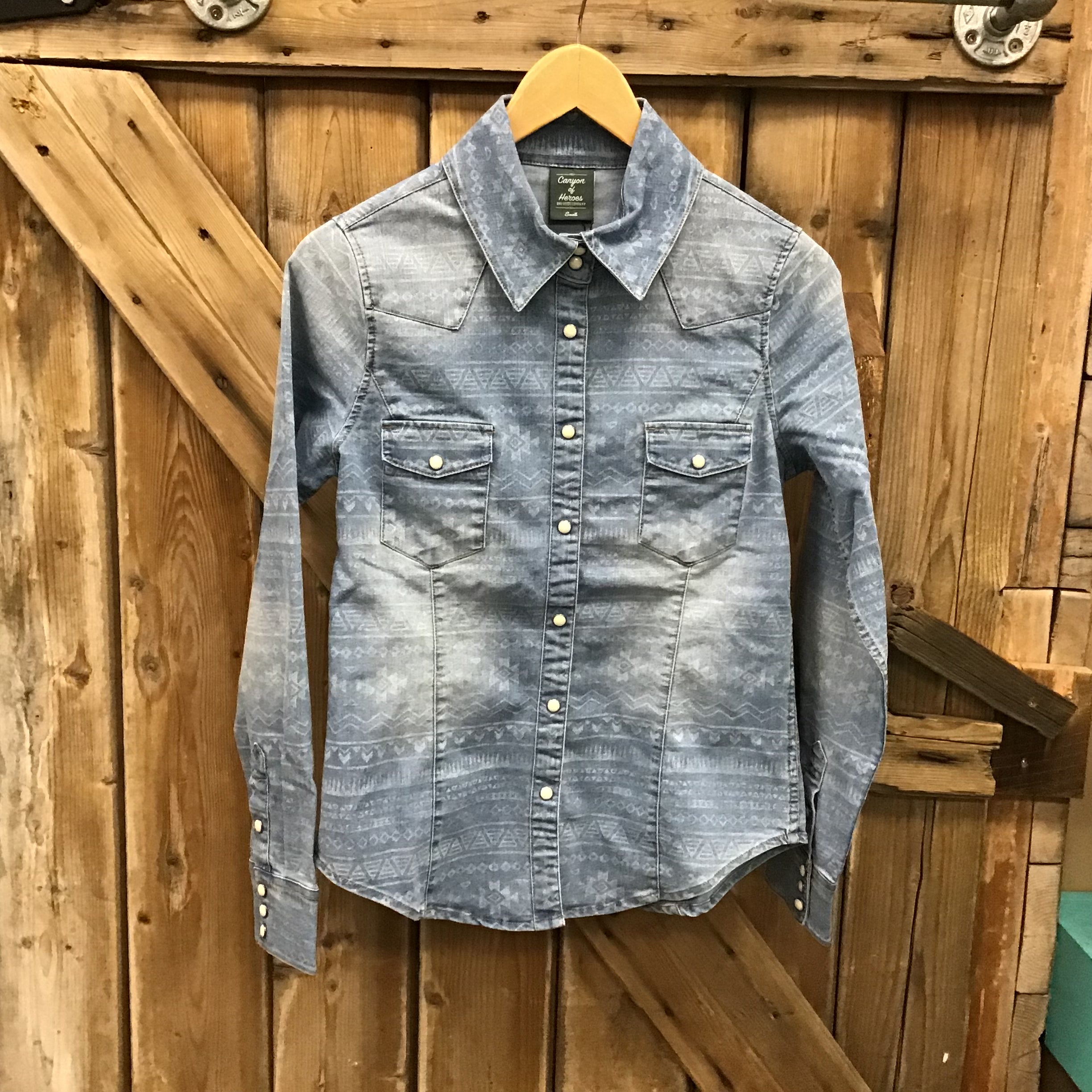 Canyon of Heroes Women’s Denim Rodeo Shirt - Aztec