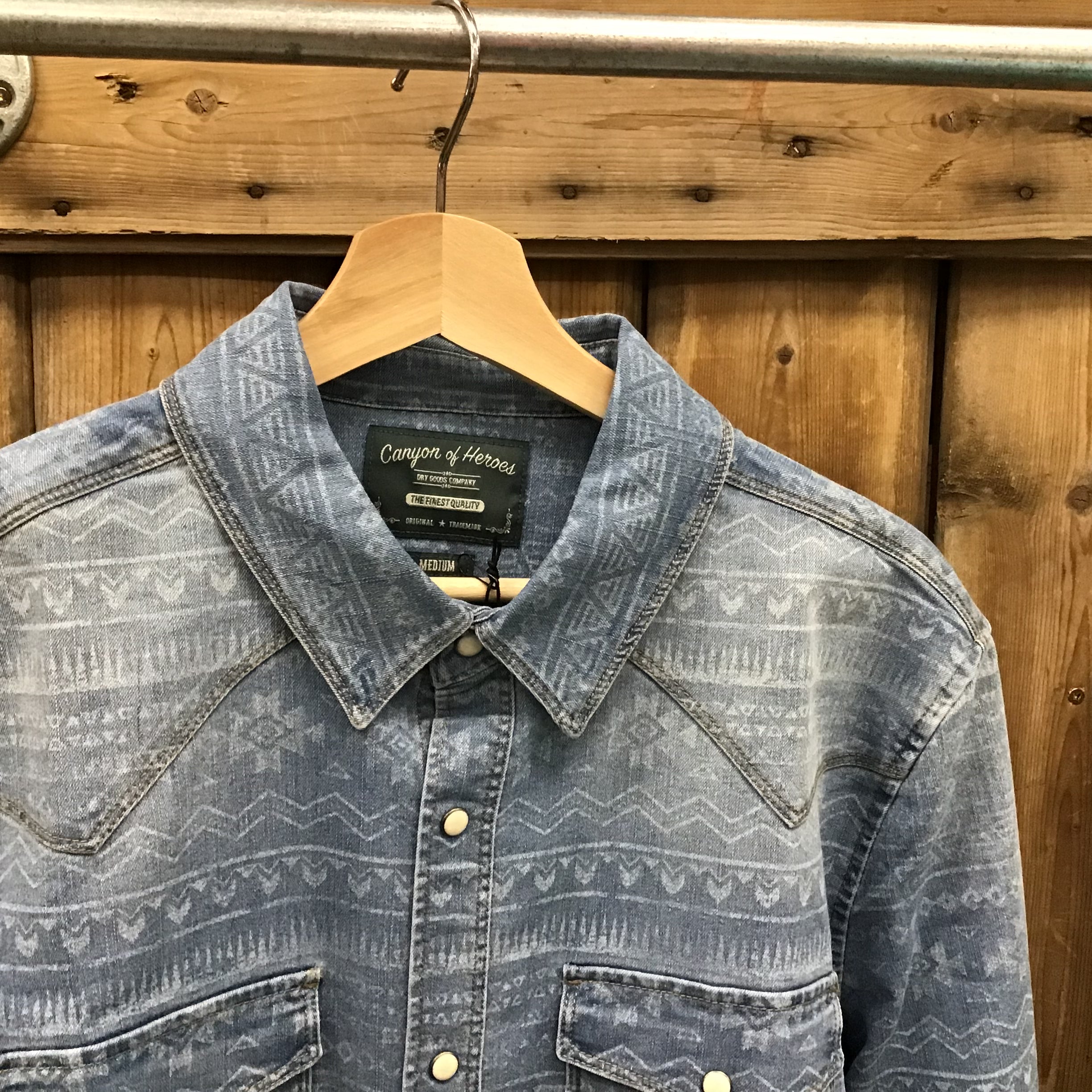 Canyon of Heroes Men’s Denim Rodeo Shirt - Aztec