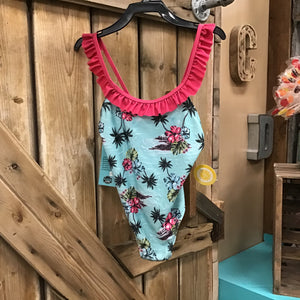 Girls Tropical Bathing Suit - size 6X