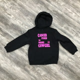 Infant Black Hoodie - Cancer Picked Wrong Cowgirl Pink Sparkle size 3T