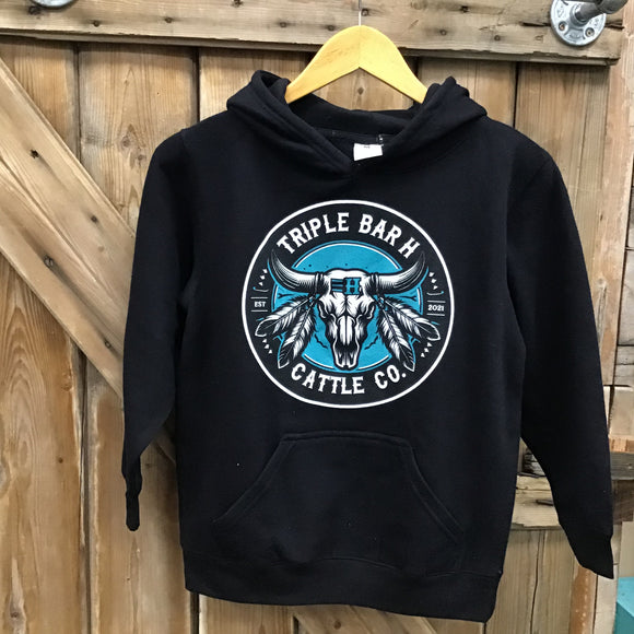 Youth Black Hoodie-Triple Bar