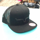 Kimes Hat Leather Logo -ATG Trucker - Black/Black