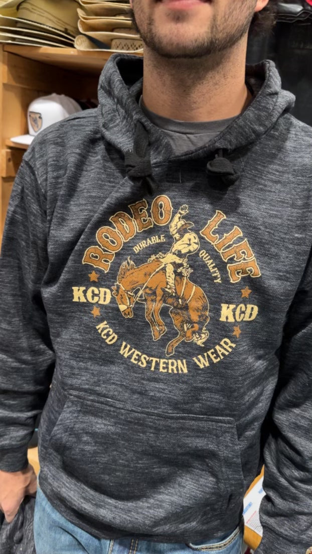 Unisex Black Heather Hoodie - Rodeo Life Bronc