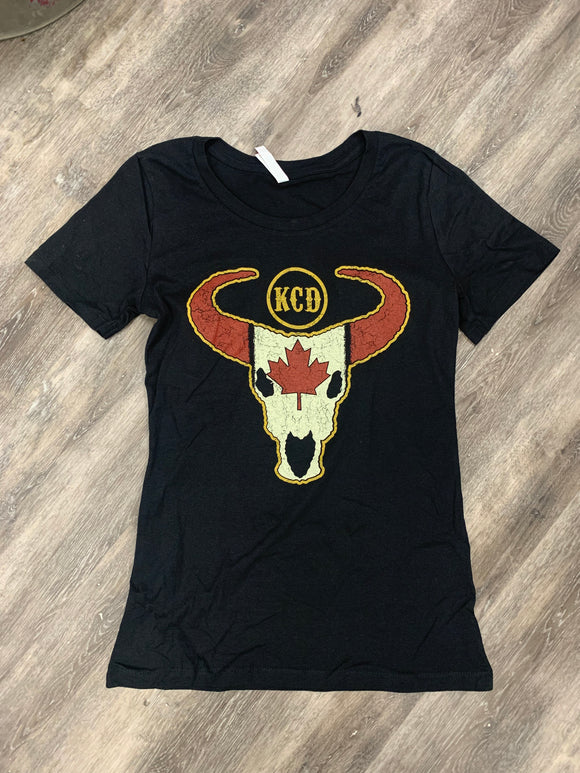 NEW Women’s Black Tee- KCD Canada Bull