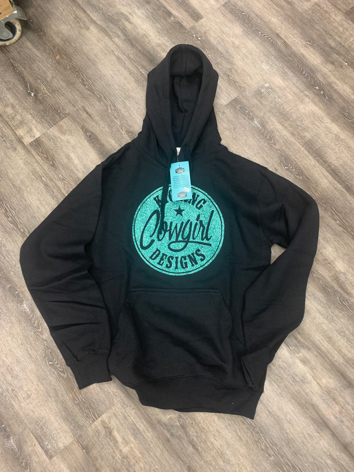 Women’s Black Hoodie- Philly Green Sparkle