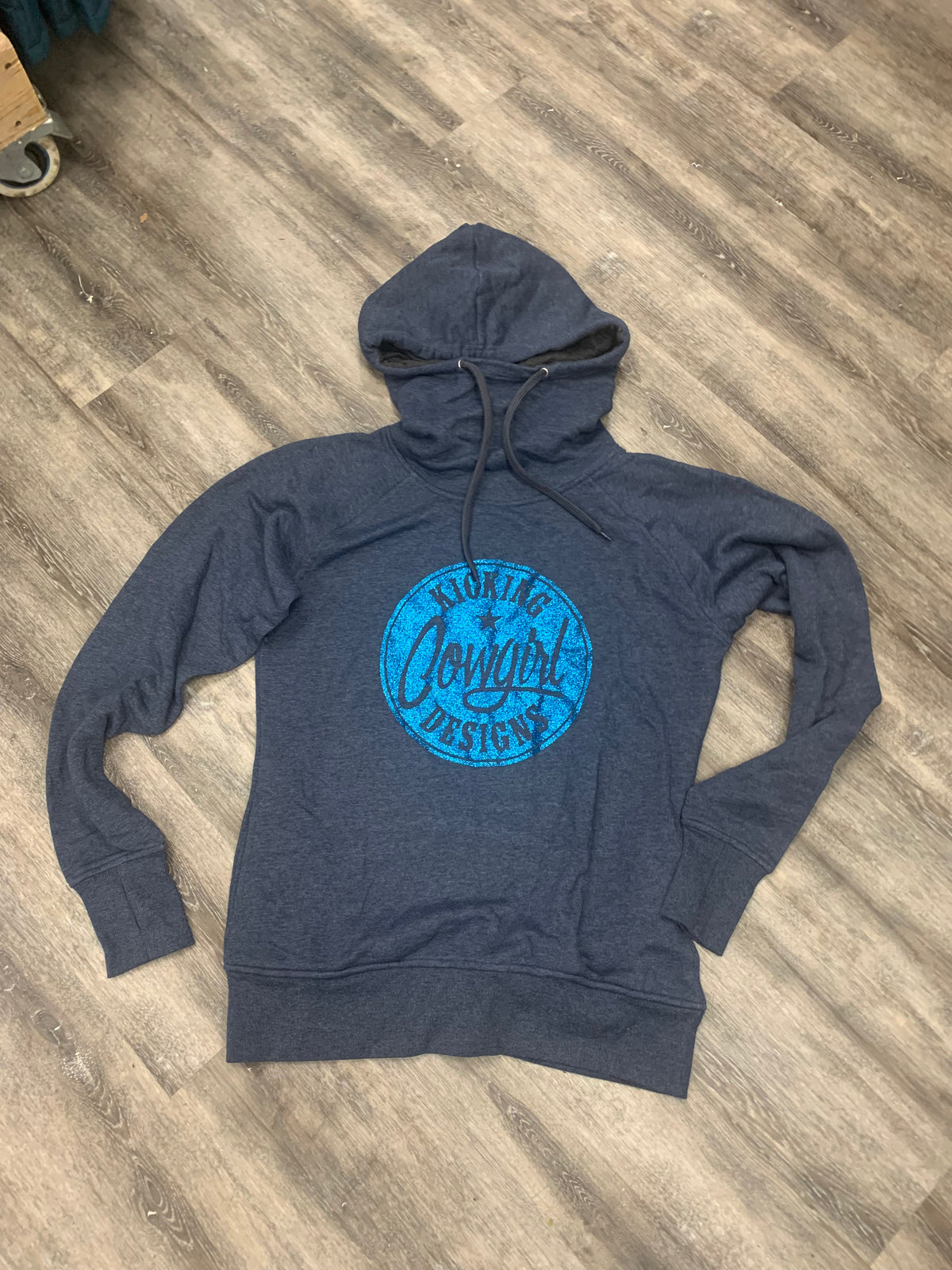 Women’s Blue Funnel Hoodie- Philly Blue Sparkle