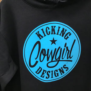 Women’s Black Hoodie  - Philly Turquoise  Flocking