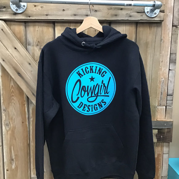Women’s Black Hoodie  - Philly Turquoise  Flocking