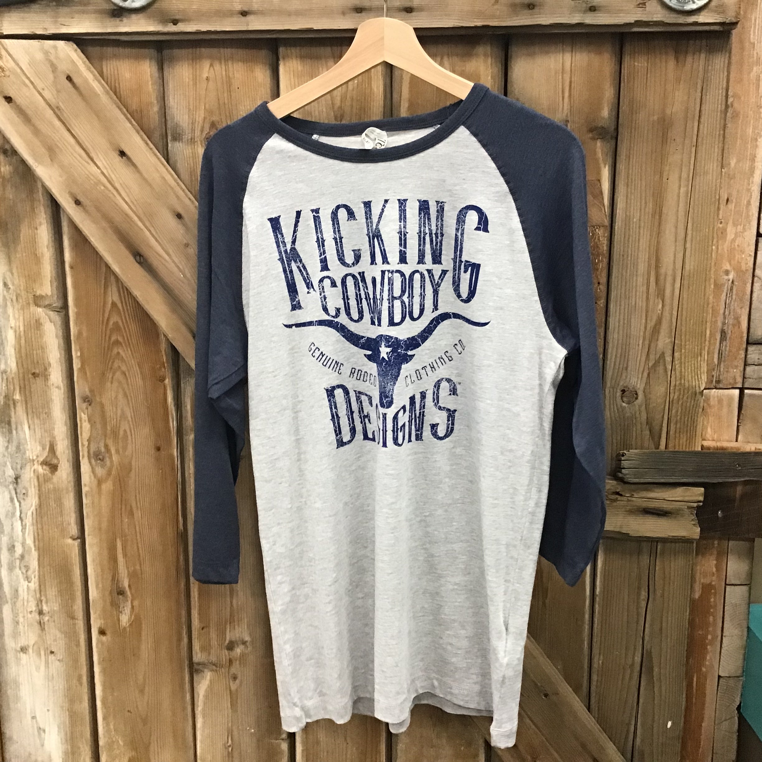 Men’s 3/4 Sleeved Tee- Navy Longhorn