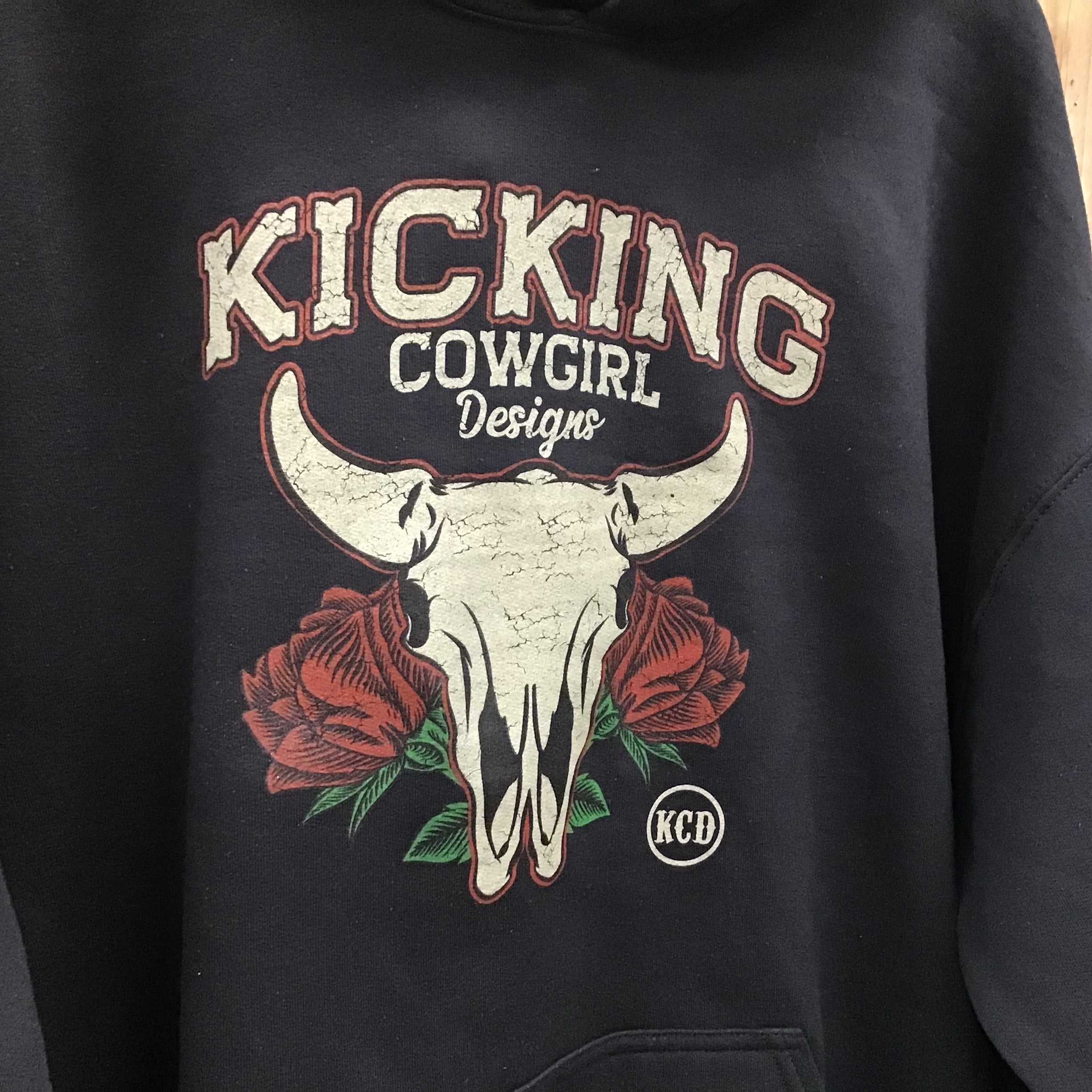 Women’s Black Hoodie - Rose Bull