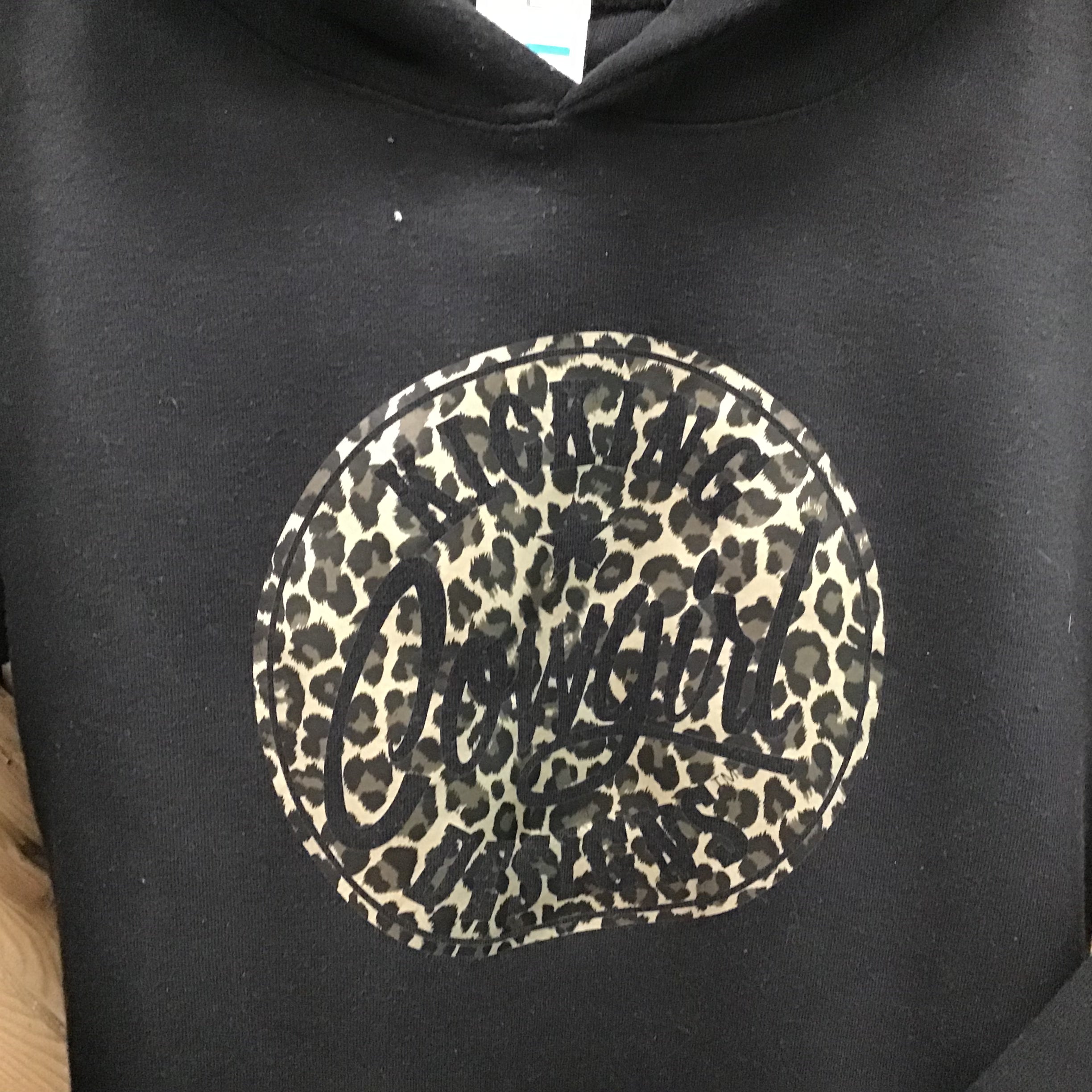 Youth Black Hoodie - Cowgirl Philly Leopard