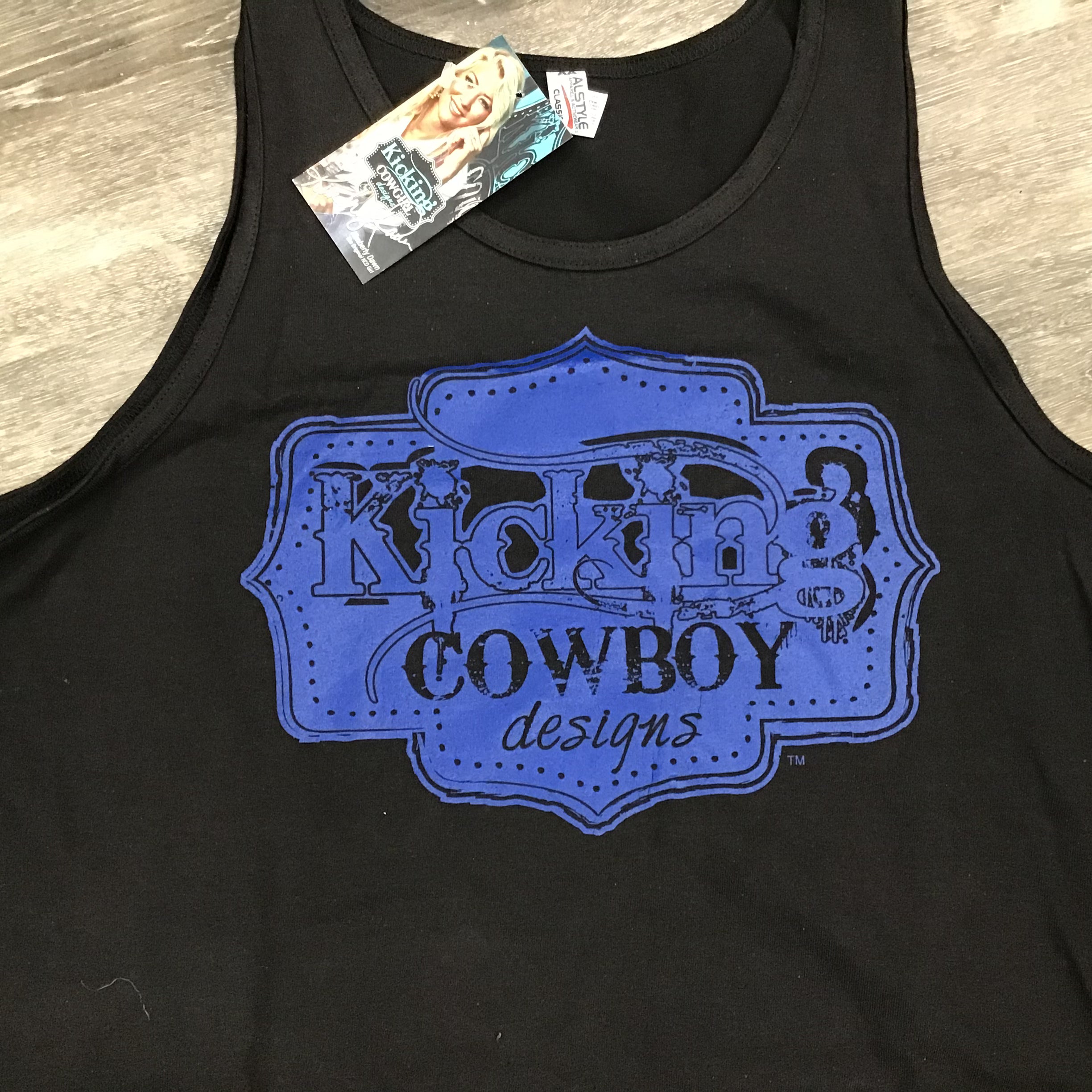 Men’s Black Tank - Cowboy Buckle Blue