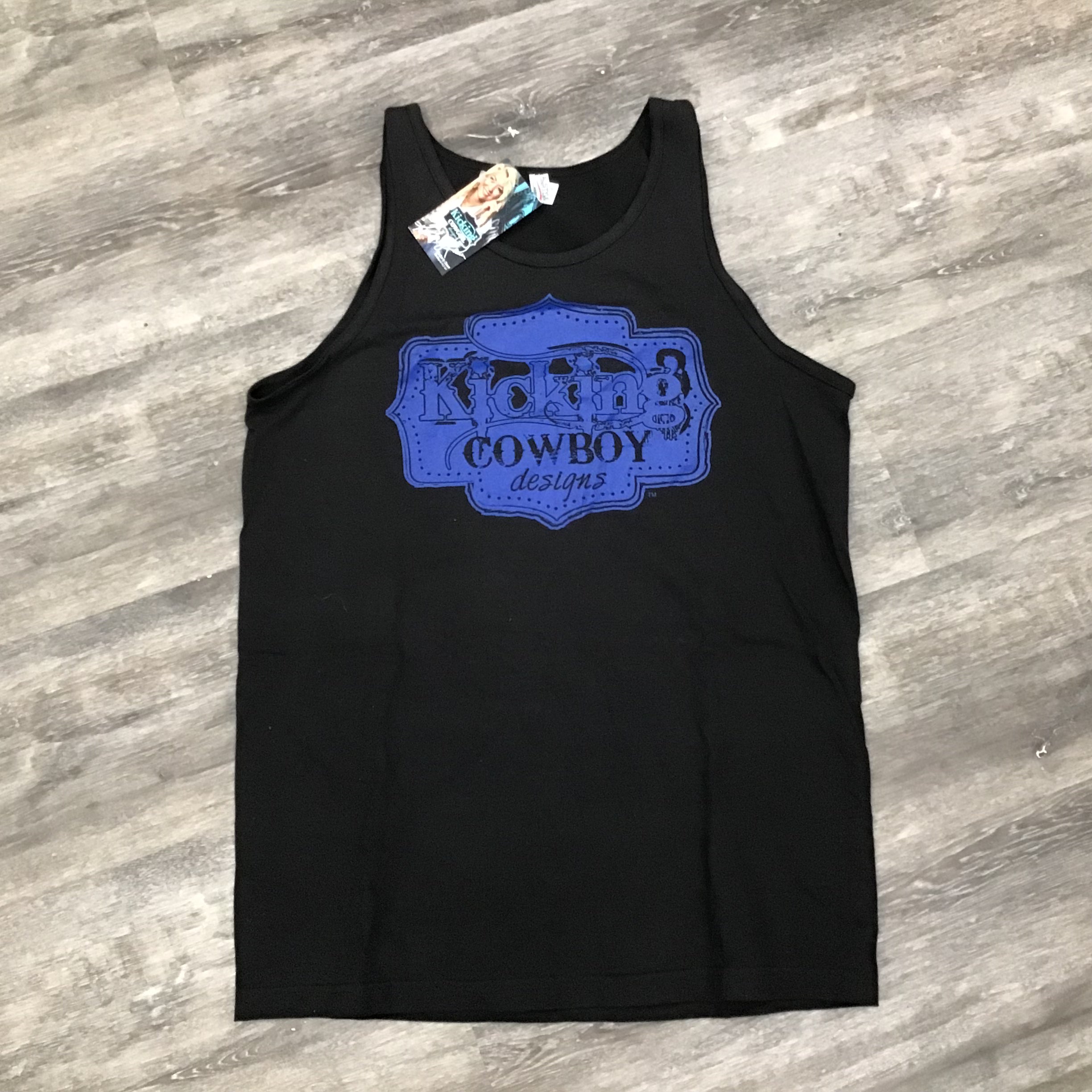 Men’s Black Tank - Cowboy Buckle Blue