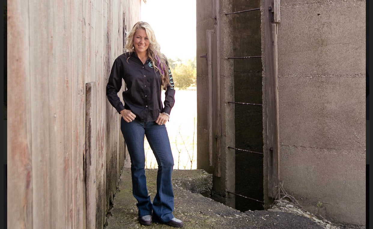 KCD Women’s Rodeo Shirt - Black/Turquoise