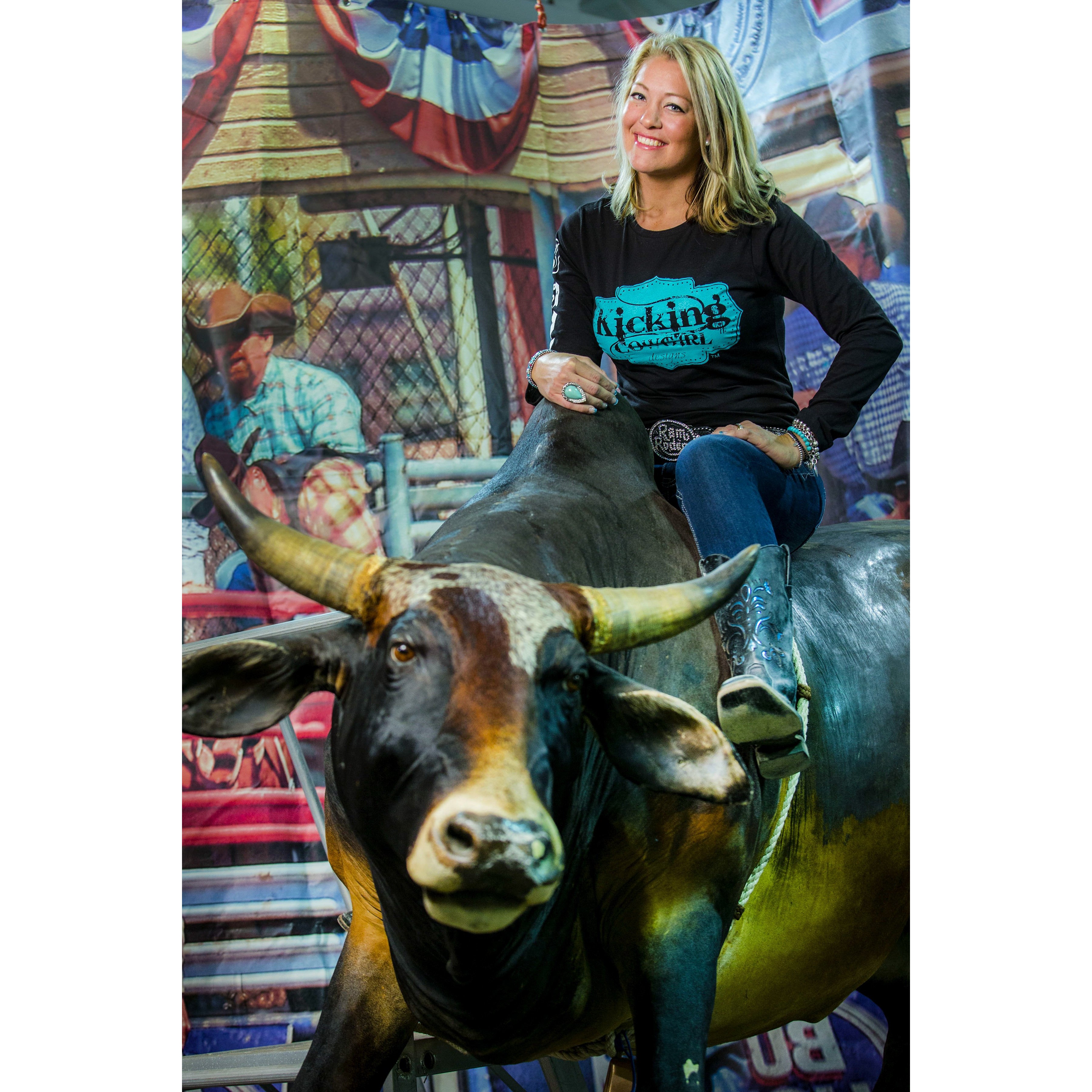 Women’s Black Long Sleeve Tee - Buckle Turquoise