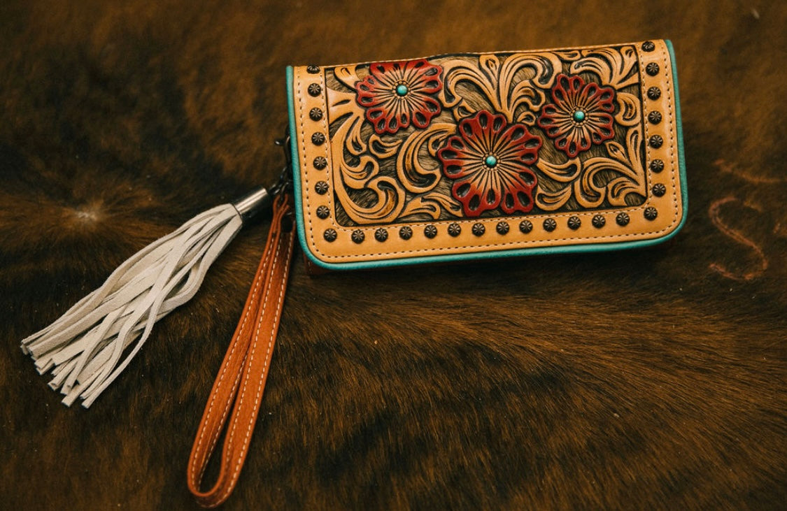 Ariat Leather Tooled Wallet